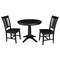 International Concepts Round 36 in Round Top Pedestal Table, with 2 San Remo Chairs, Black, 36 W, 36 L, 28.9 in H, Wood K46-36RT-27B-C10-2 - alternate 1